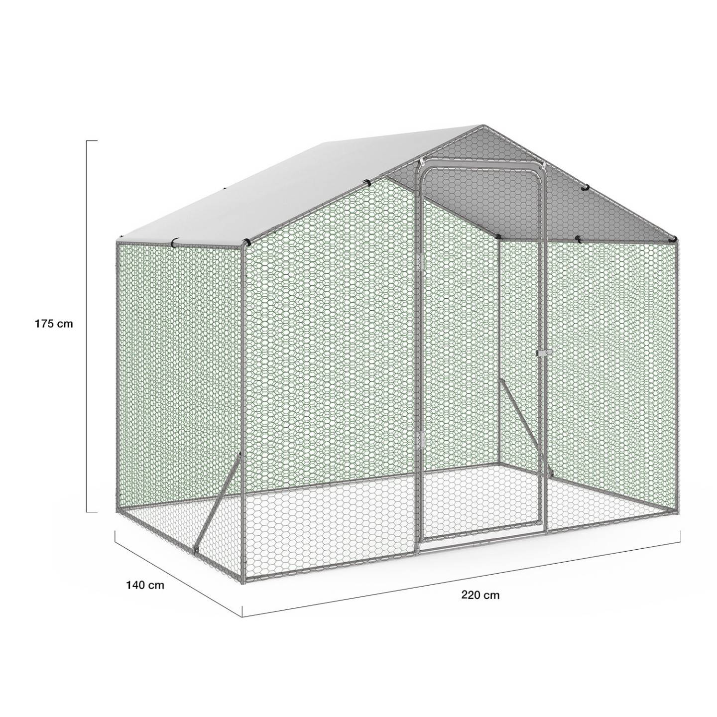 Enclos poulailler 3 m² parc grillagé 2,20x1,4 M acier galvanisé - Image 6