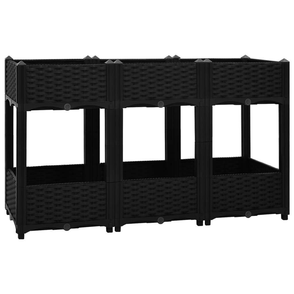 Helloshop26 - Jardinière lit surélevé plantes fleurs jardin 120 x 40 x 71 cm polypropylène noir - Imagen 1