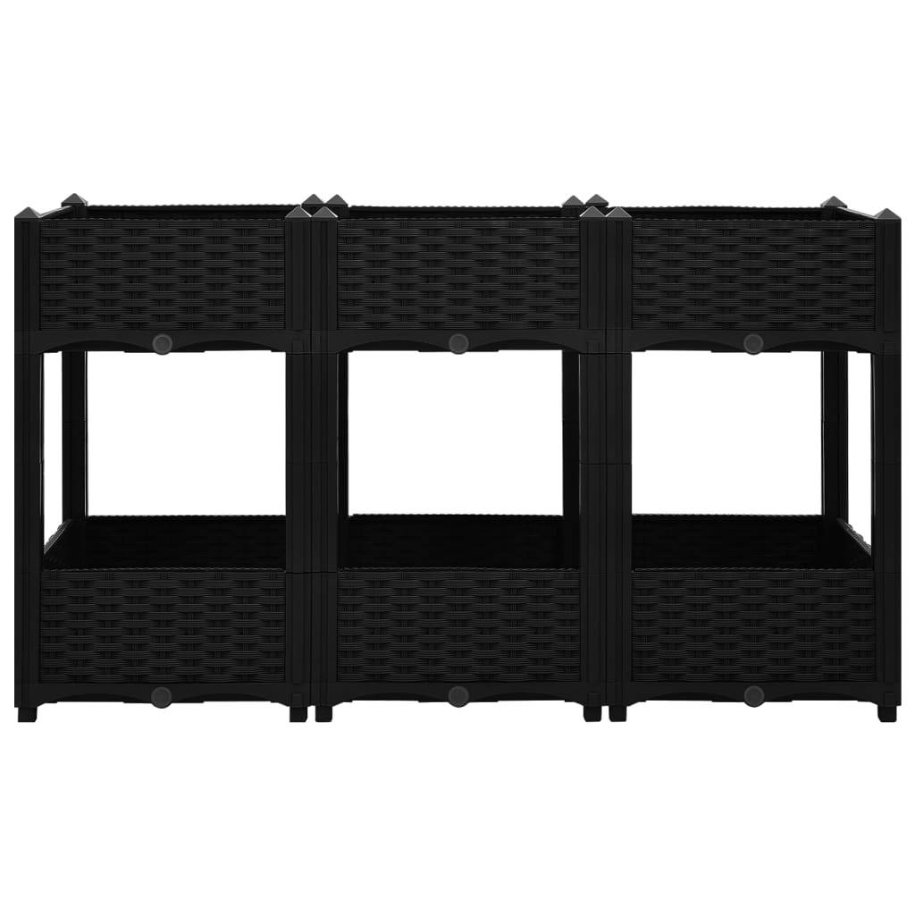 Helloshop26 - Jardinière lit surélevé plantes fleurs jardin 120 x 40 x 71 cm polypropylène noir - Imagen 2