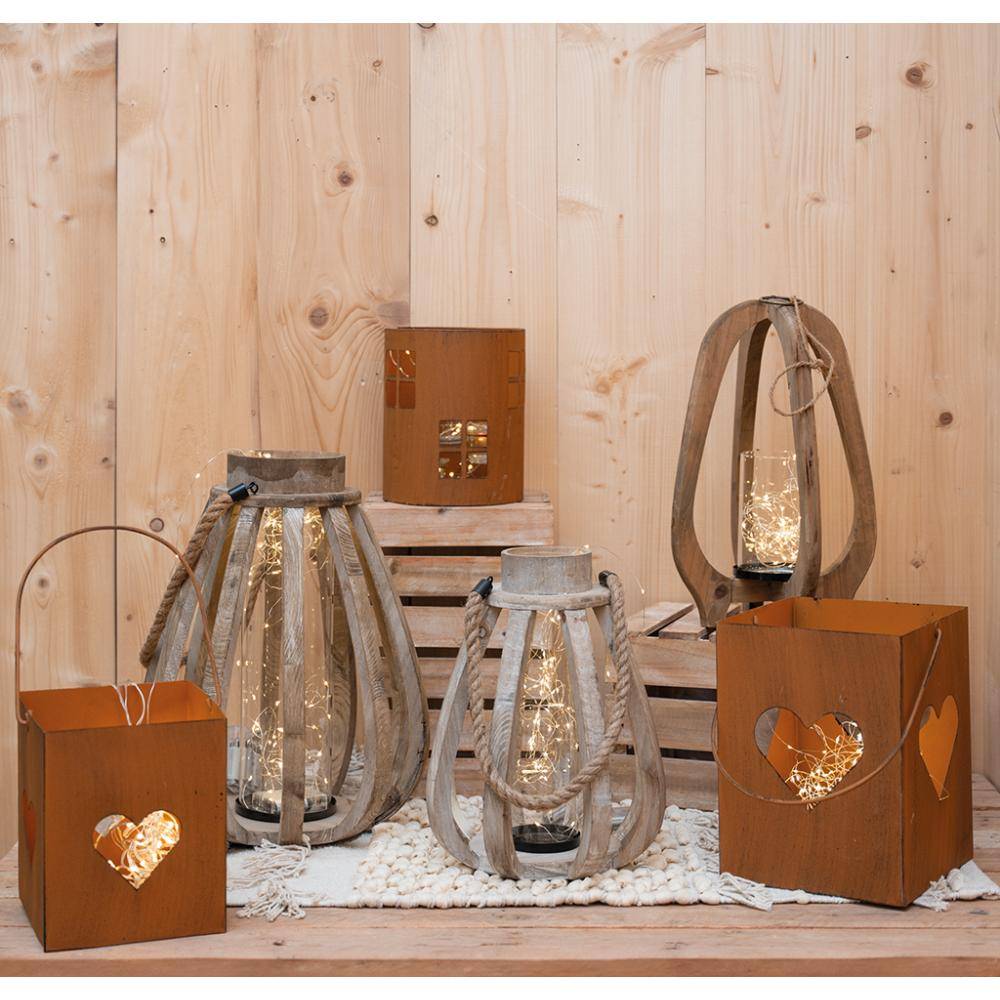 Aubry Gaspard - Photophore de jardin en métal rouillé (Lot de 2) - Imagen 2