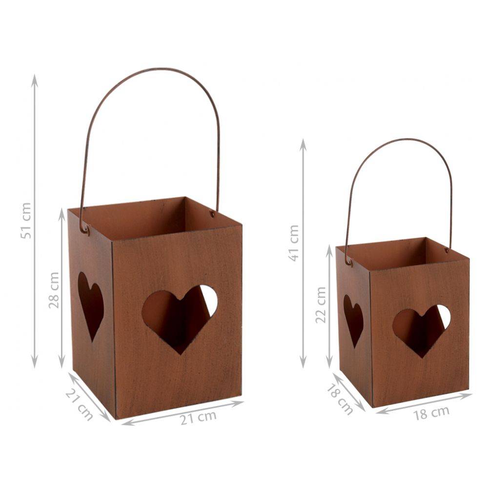Aubry Gaspard - Photophore de jardin en métal rouillé (Lot de 2) - Imagen 3
