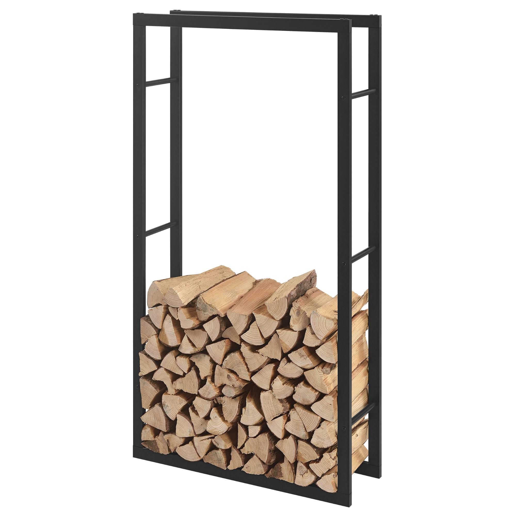 [en.casa] - Range-bûches Kasan Acier Laqué Noir 80 x 150 x 25 cm [en.casa] - Image 1