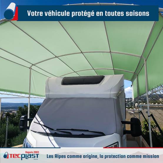 Bâche pour Carport 3x5 m LP506CP Vert Sauge - Garantie 5 ans - Toile PVC étanche pour abri de voiture TECPLAST - Image 2