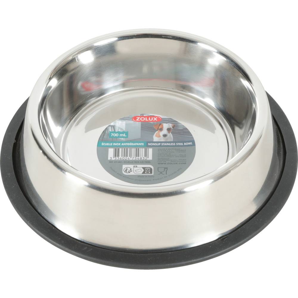 Zolux - Comedero Cuenco inox 700 ML antideslizante para perro