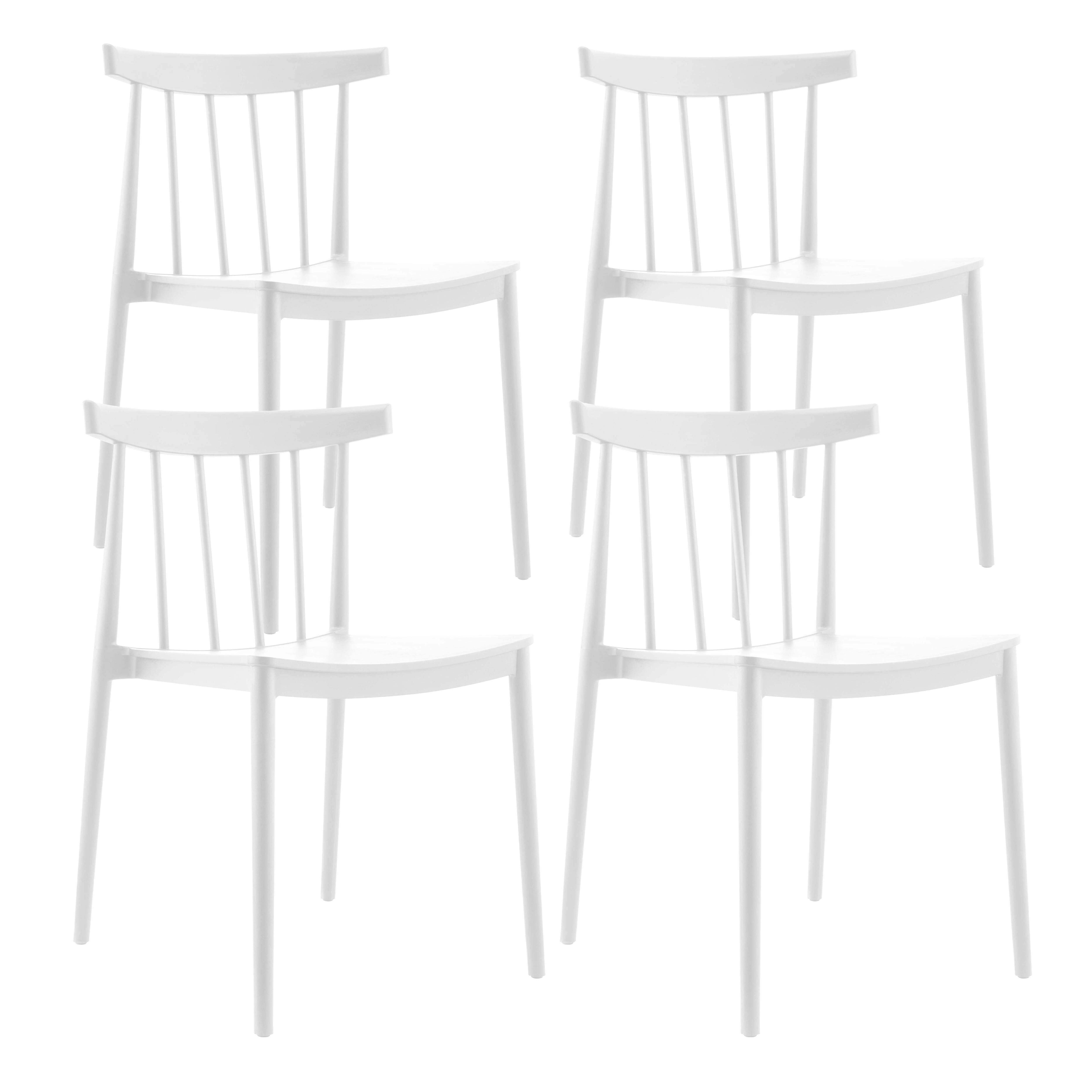Oviala - Lot de 4 chaises de terrasse blanc en plastique Lisboa - Oviala - Image 1