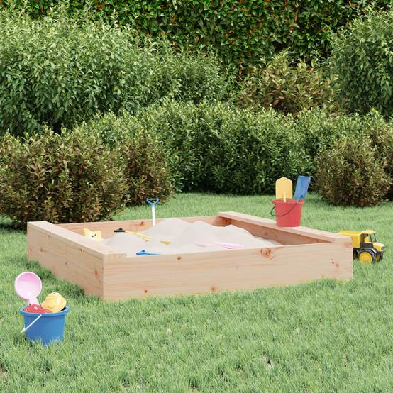 Bac à sable - Maison de jeu pour enfants avec sièges carré bois de pin massif-JU12122 - Image 2