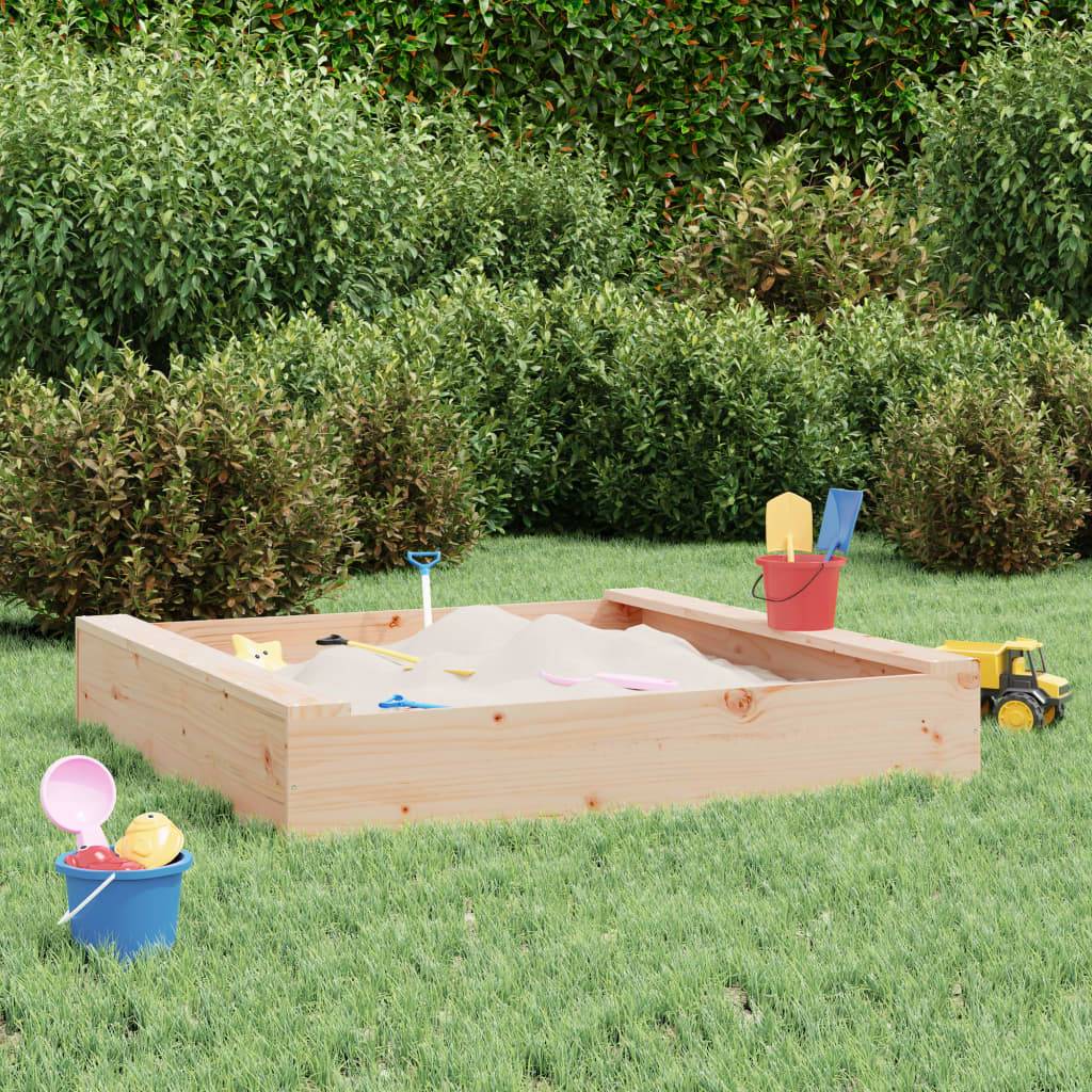 Bac à sable - Maison de jeu pour enfants avec sièges carré bois de pin massif-JU12122 - Image 2