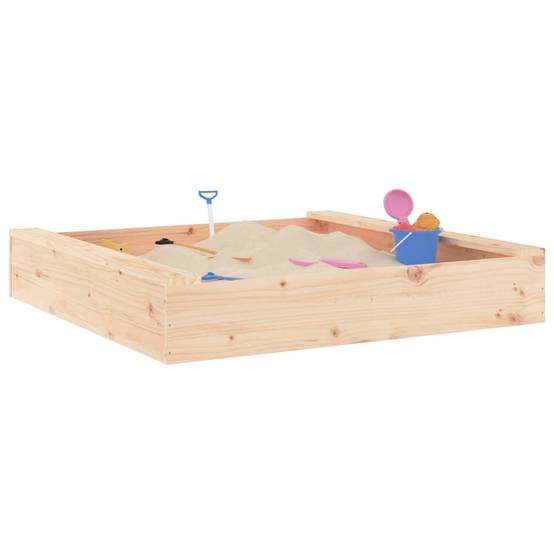 Bac à sable - Maison de jeu pour enfants avec sièges carré bois de pin massif-JU12122 - Image 3