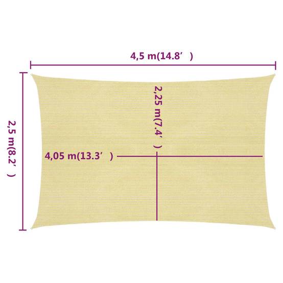 Helloshop26 - Voile d'ombrage 160 g/m² PEHD 2,5 x 4,5 m beige - Imagen 5