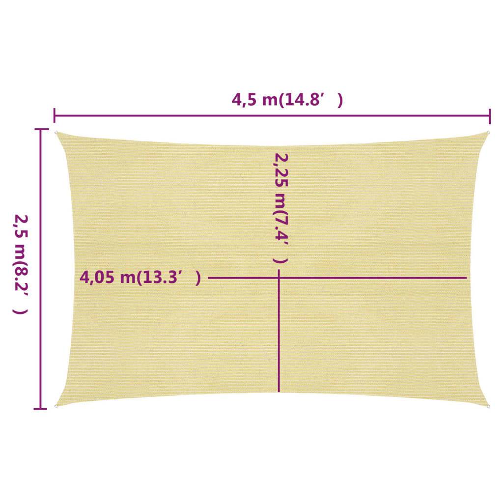 Helloshop26 - Voile d'ombrage 160 g/m² PEHD 2,5 x 4,5 m beige - Imagen 5