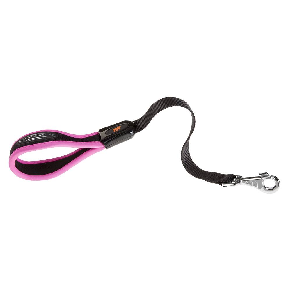 Ferplast - Ferplast Laisse courte ERGOFLUO, laisse pour chien de grande taille, poignée ergonomique rembourrée, in nylon. Longueur 55 cm x 2,5 cm, rose - Image 1