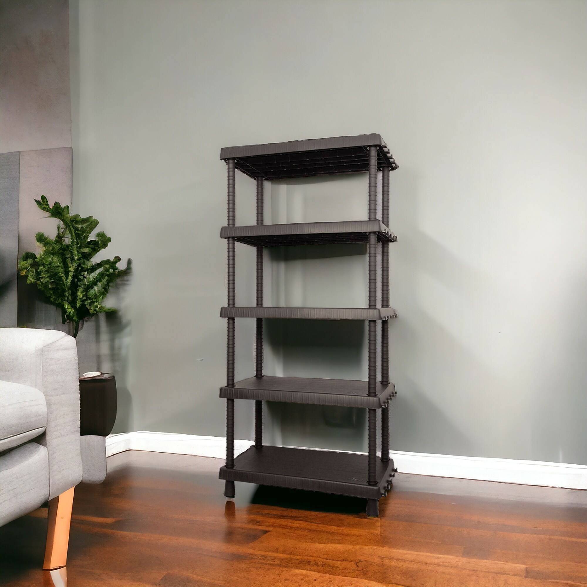 Dmora - Armoire d'extérieur Incourt, Etagère d'extérieur, Armoire polyvalente avec 3 étagères, 100% Made in Italy, Anthracite, 82x40h165 cm - Dmora - Imagen 2
