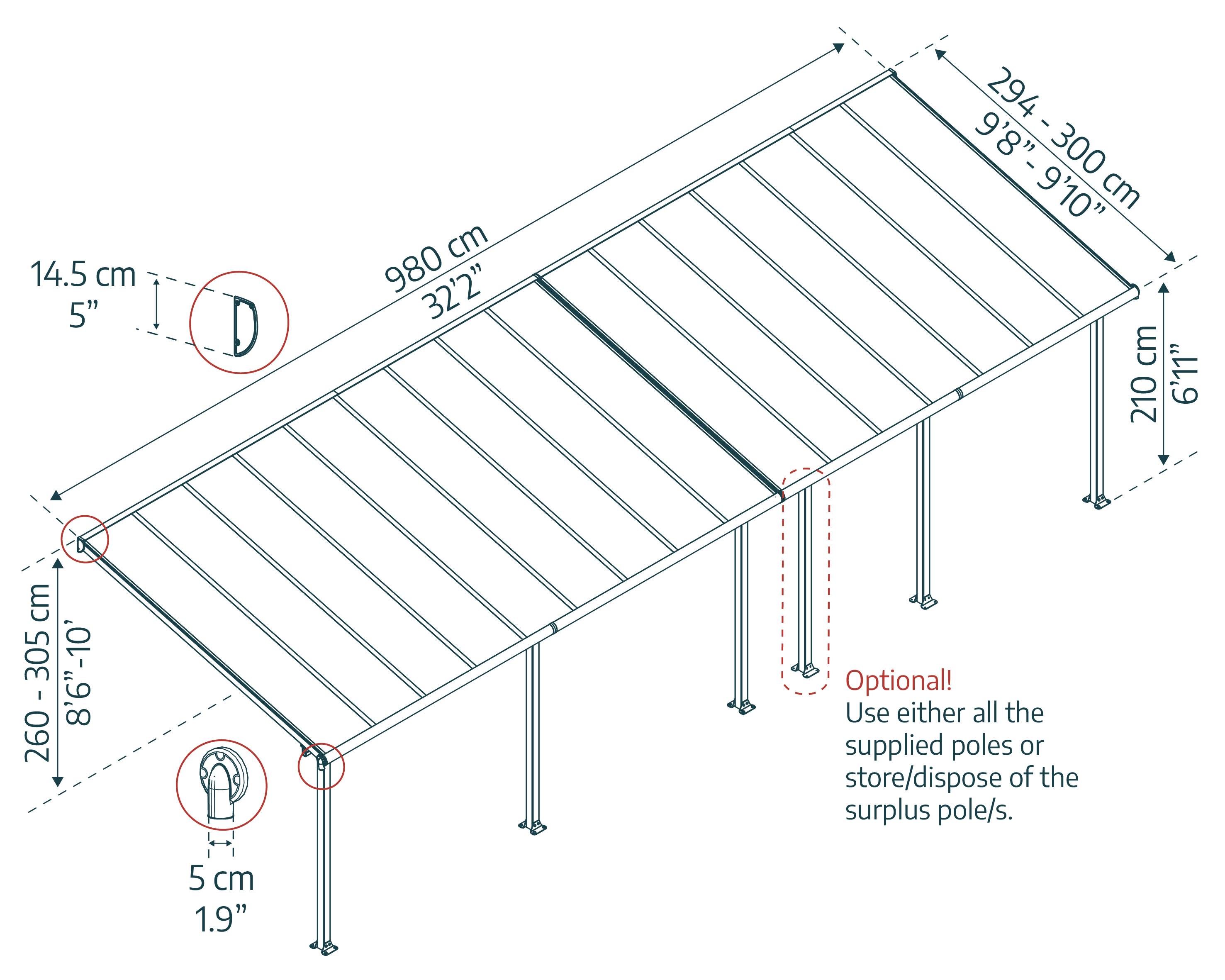 Canopia - Canopia Pergola Olympia 3X9,8 Grise - Imagen 5
