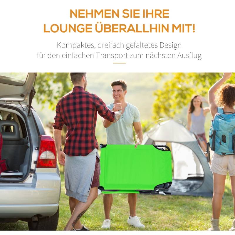 Bain de soleil pliable avec trou visage acier jardin dossier réglable vert 190x56cm - ComfortXL Outdoor Living - Image 7