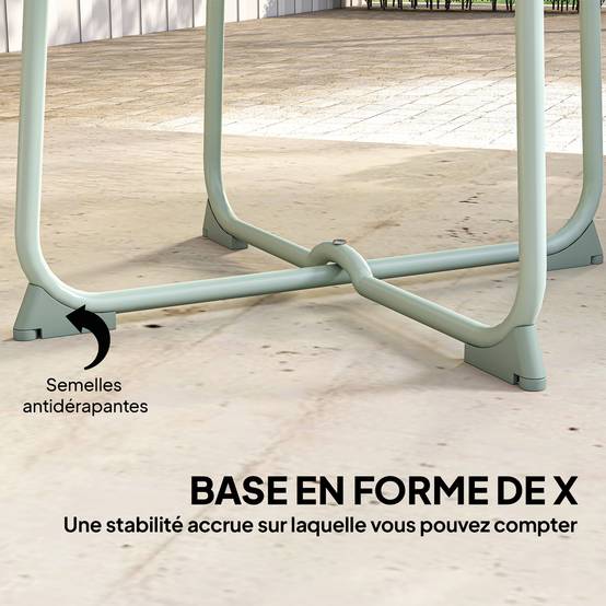 Table Basse Jardin Métal Terrasse Base Croisée Ronde Ø50x45cm Vert Foncé - ComfortXL Outdoor Living - Image 8