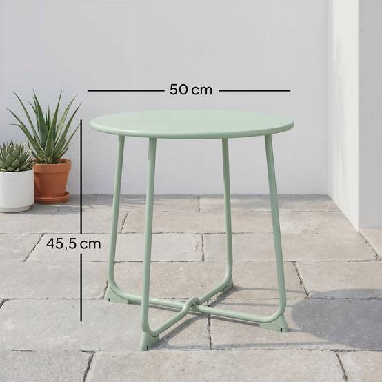 Table Basse Jardin Métal Terrasse Base Croisée Ronde Ø50x45cm Vert Foncé - ComfortXL Outdoor Living - Image 5