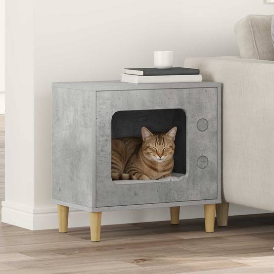 Niche Chat Haute Effet Béton Repos Gris 52cm pour Chat Urbain Solide - ComfortXL Outdoor Living - Image 1