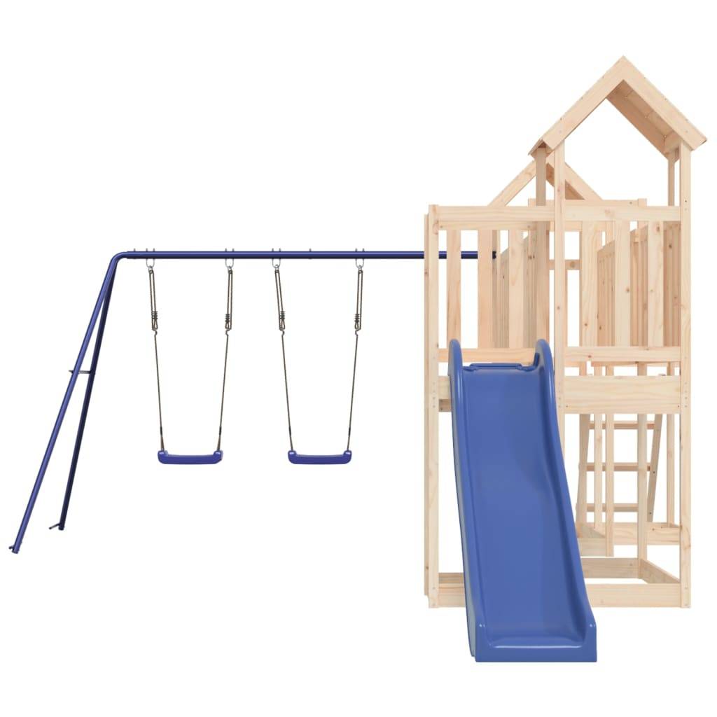 Helloshop26 - Aire de jeux d'extérieur balançoires toboggan portiques robuste jeux jardin 356 x 589 x 214 cm bois de pin massif - Imagen 3