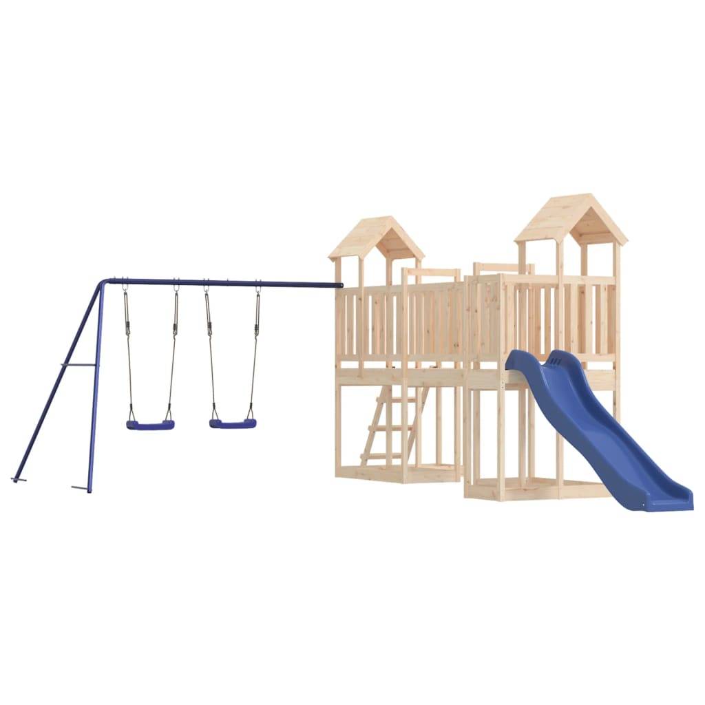 Helloshop26 - Aire de jeux d'extérieur balançoires toboggan portiques robuste jeux jardin 356 x 589 x 214 cm bois de pin massif - Imagen 1
