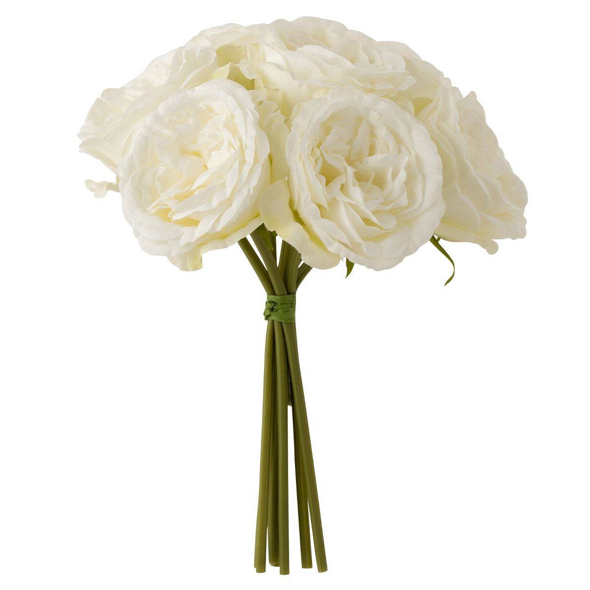 Bouquet de Fleurs Artificielles "Rose" 25cm Blanc
