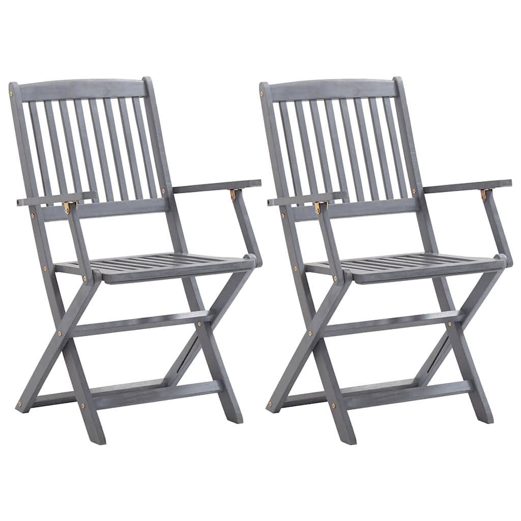 Vidaxl - Chaises pliables d'extérieur lot de 2 Bois d'acacia solide vidaXL 46333 - Imagen 1