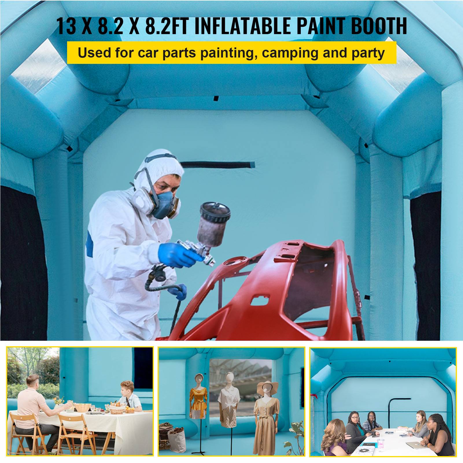 Vevor - VEVOR Cabine peinture voiture 4x2.5x2.5m, tissu Oxford PVC, souffleurs 680W+330W, tente tunnel. - Image 2
