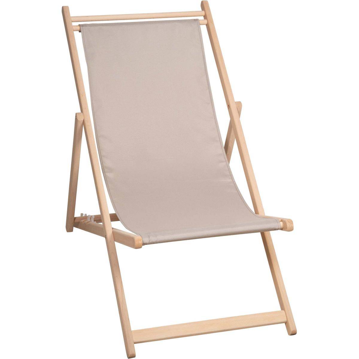 Chilienne en hêtre et tissu agrafé Monte Carlo Taupe - Imagen 1