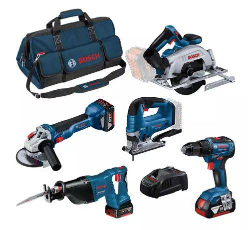 Bosch - Pack de 5 outils 18V (GSR55 + GKS57 + GWS10 + GST + GSA) + 3 batteries 4Ah + chargeur + sac - BOSCH - 0615990N39 - Imagen 1