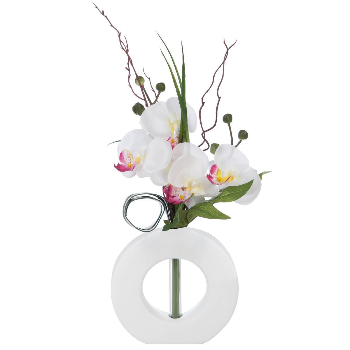 Atmosphera - Vase orchidées artificielles blanc vase céramique H44cm - Atmosphera Créateur d'intérieur - Imagen 1