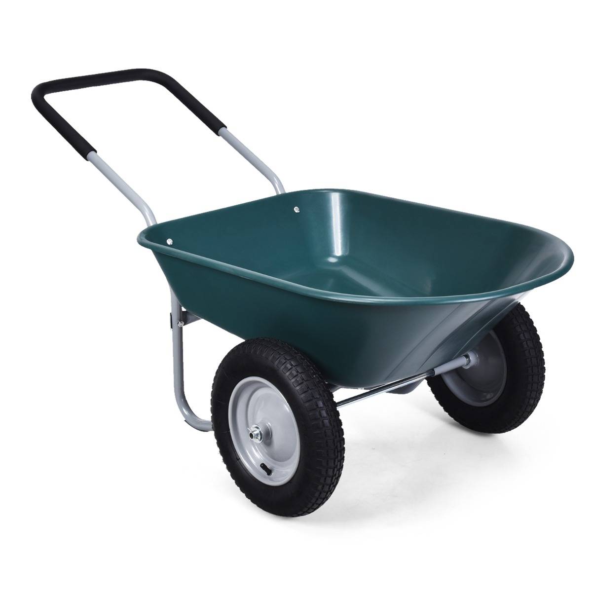 Brouette de Jardin 2 Roues Brouette de Jardin Résistante en Fer avec Pneus Ø35cm Charge Max 100KG pour Jardinage/Maçonnerie Vert - Image 1