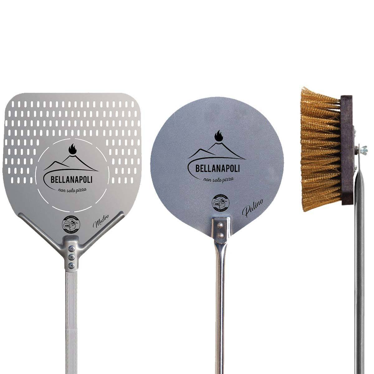 Set de 2 pelles a pizza 33 x 33 cm et Ø 22 Cm + Brosse Manche 150 cm Qualité BellaNapoli - Imagen 1