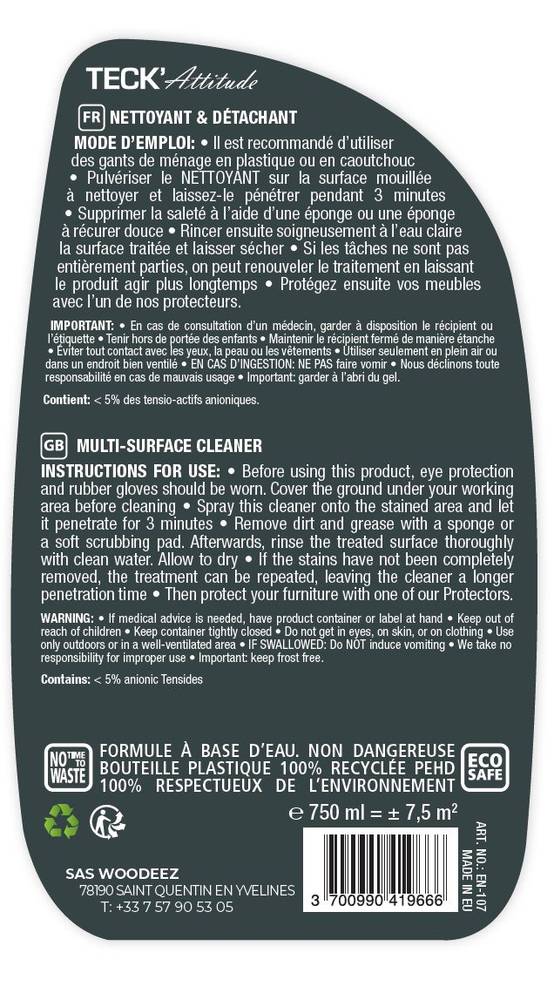 Nettoyant multi-surfaces 750 ml - TECK'Attitude - Imagen 2