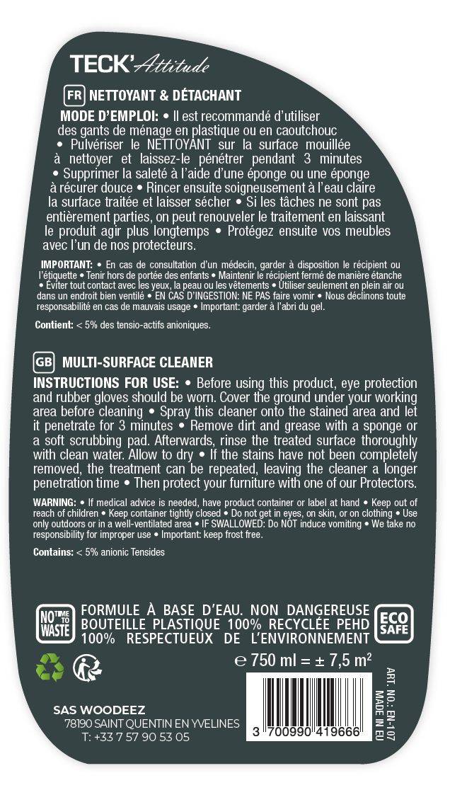 Nettoyant multi-surfaces 750 ml - TECK'Attitude - Imagen 2