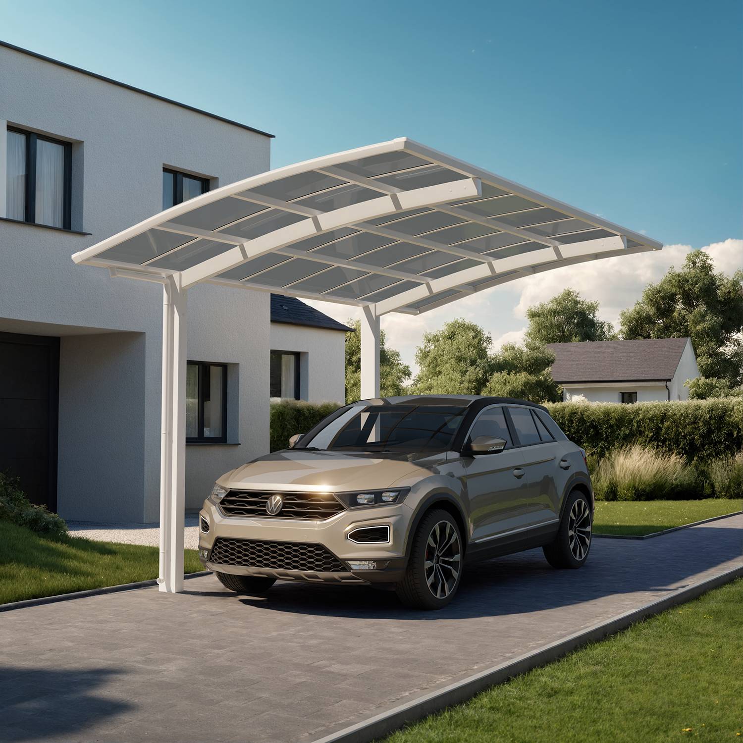 Carport PORTOFORTE standard Type 80 (charge toiture 100kg/m²) thermolaqué blanc - XIMAX - Image 2