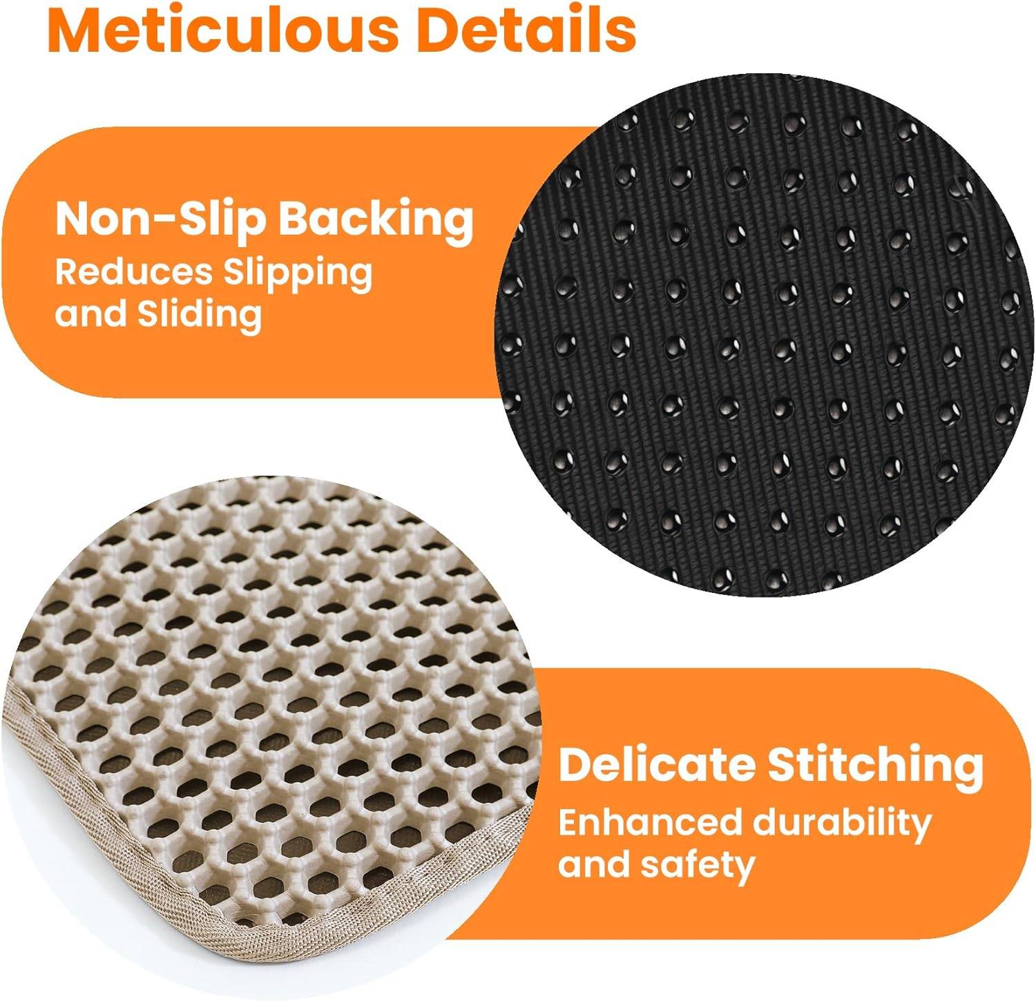 Tapis de litière pour chat, double couche, nid d'abeille, antidérapant, imperméable et anti-urine, accessoire pour chat, 40*50 cm, beige-Lytech - Image 7