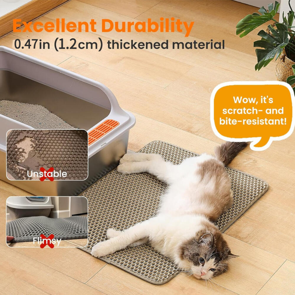 Tapis de litière pour chat, double couche, nid d'abeille, antidérapant, imperméable et anti-urine, accessoire pour chat, 40*50 cm, beige-Lytech - Image 4