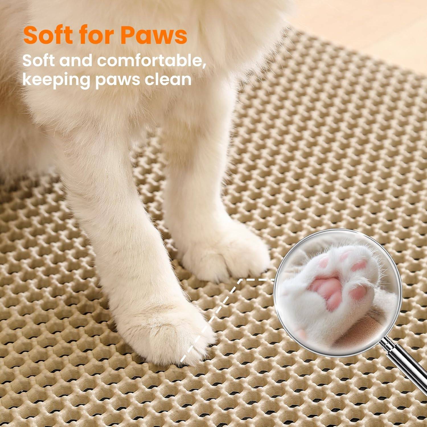 Tapis de litière pour chat, double couche, nid d'abeille, antidérapant, imperméable et anti-urine, accessoire pour chat, 40*50 cm, beige-Lytech - Image 6