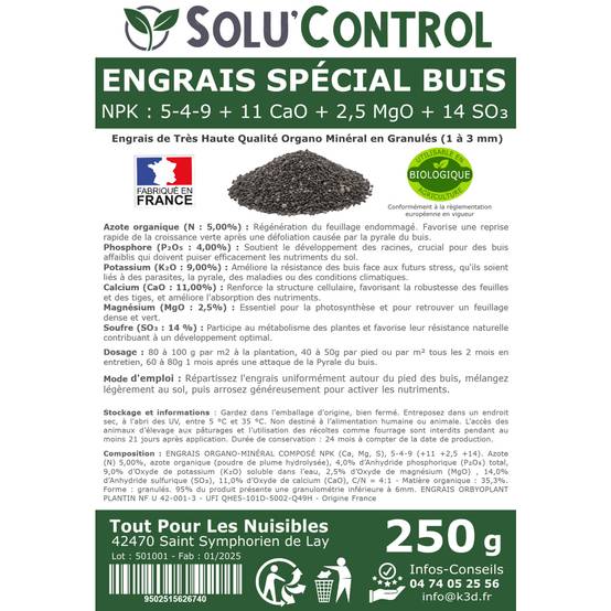 SOLU’CONTROL - Engrais Spécial Buis 250 g - Formulation haute qualité Organo-Minérale - Image 3