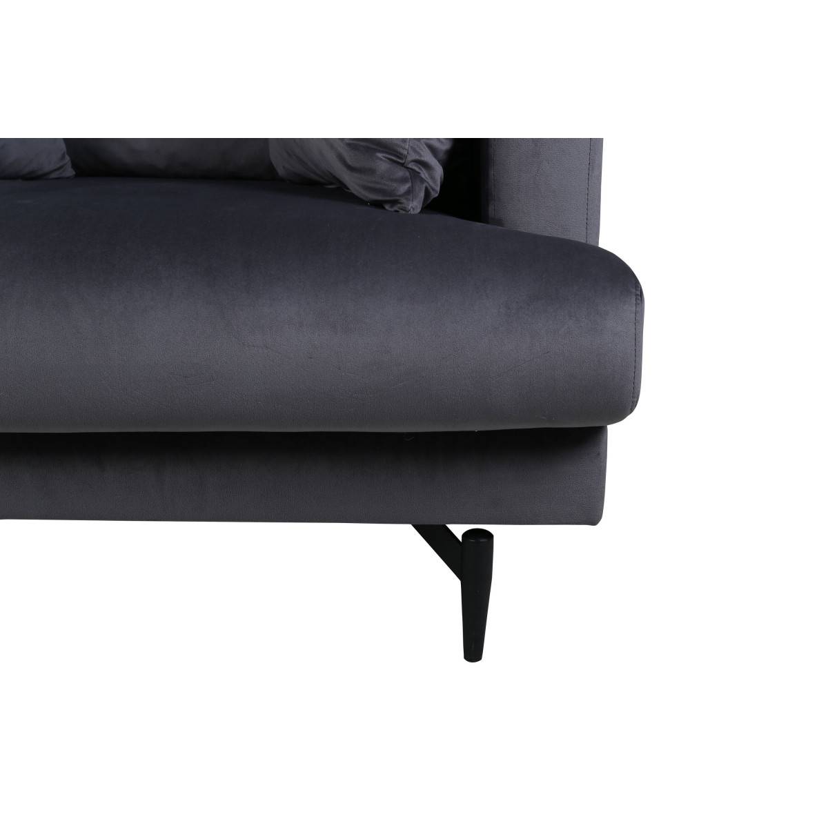 Paris Prix - Fauteuil en Velours "Sofia" 104cm Gris Foncé - Image 7