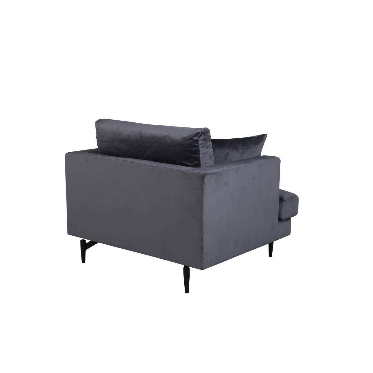 Paris Prix - Fauteuil en Velours "Sofia" 104cm Gris Foncé - Image 4