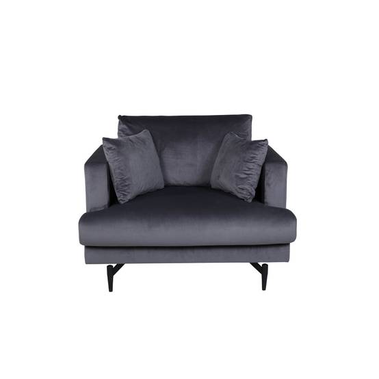 Paris Prix - Fauteuil en Velours "Sofia" 104cm Gris Foncé - Image 2