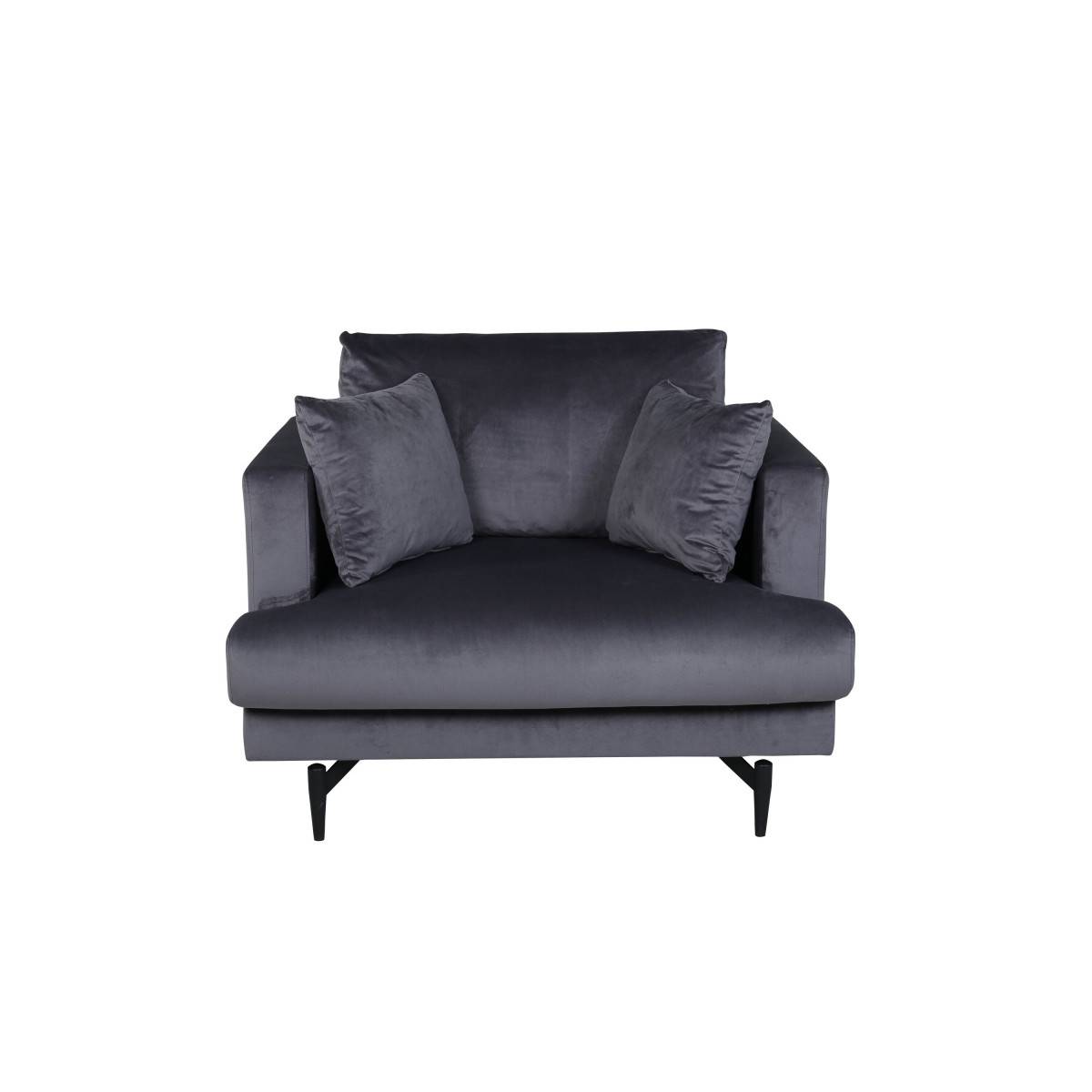 Paris Prix - Fauteuil en Velours "Sofia" 104cm Gris Foncé - Image 2
