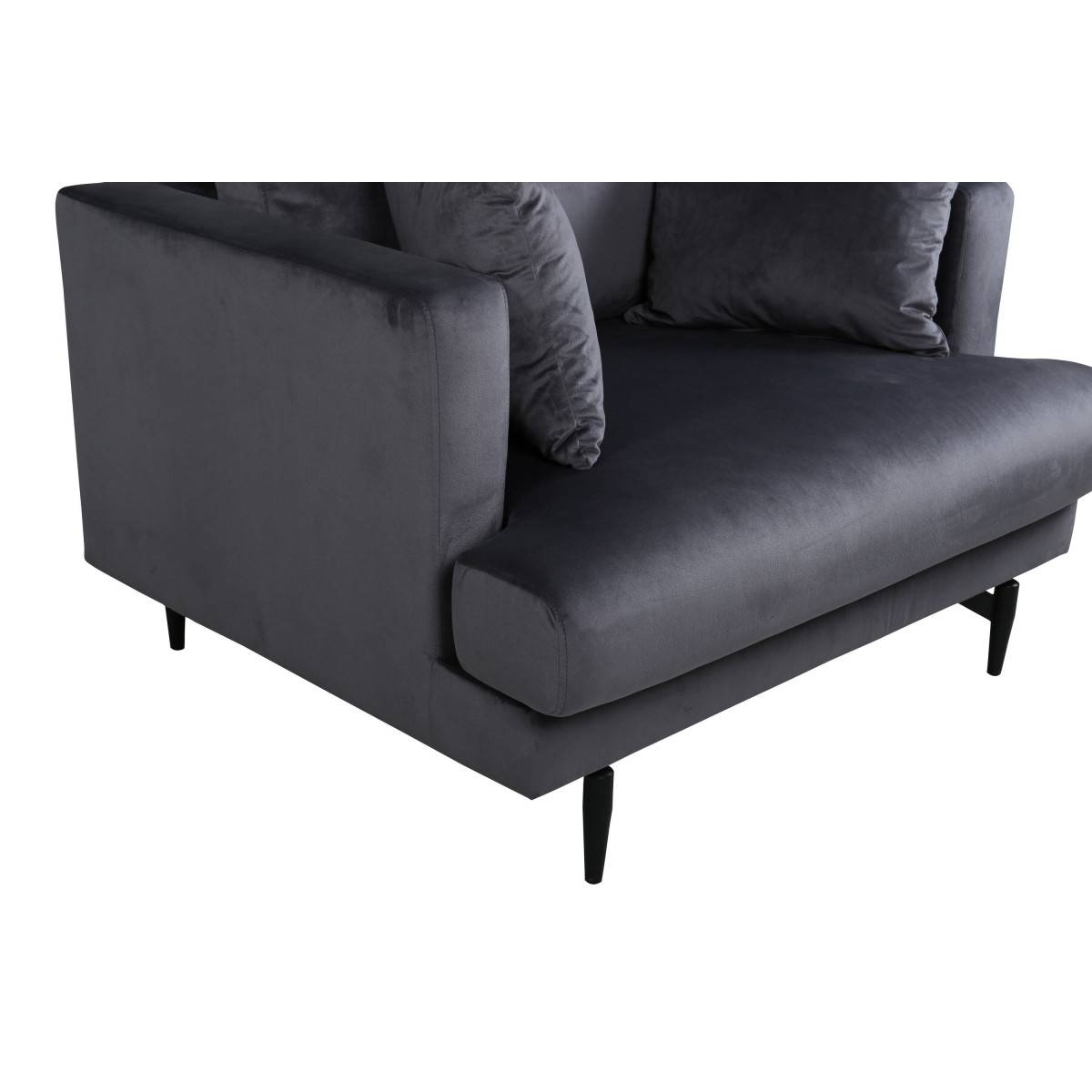 Paris Prix - Fauteuil en Velours "Sofia" 104cm Gris Foncé - Image 8