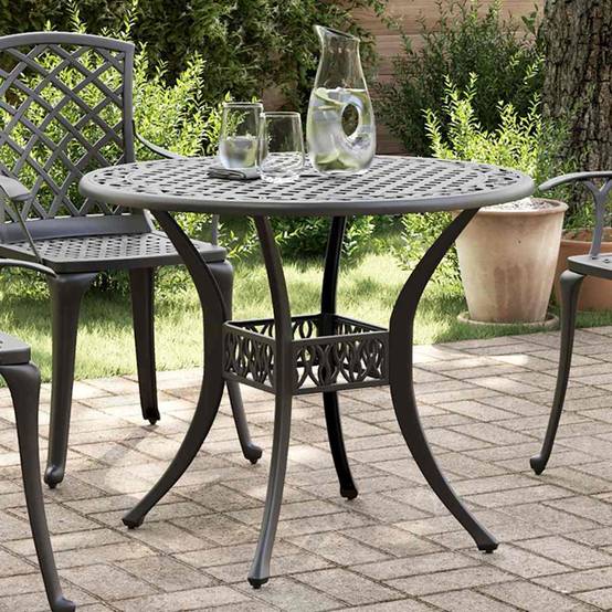 Table de jardin aluminium coulé noir Ø90 x 75 cm - PANGIVO - Image 1