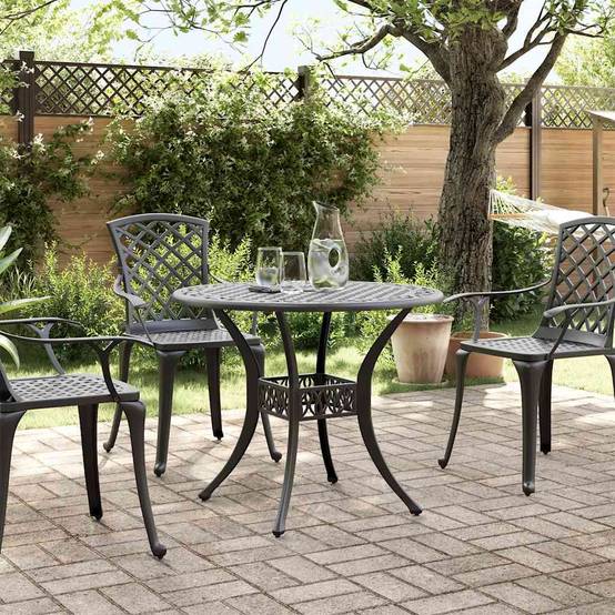 Table de jardin aluminium coulé noir Ø90 x 75 cm - PANGIVO - Image 3