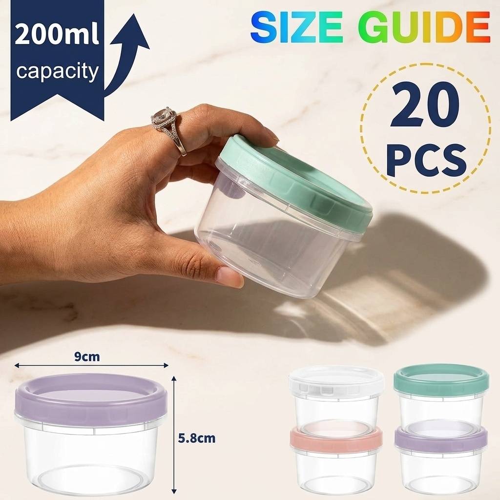 20 contenants 200 ml empilables, couvercles anti-fuite - Image 4