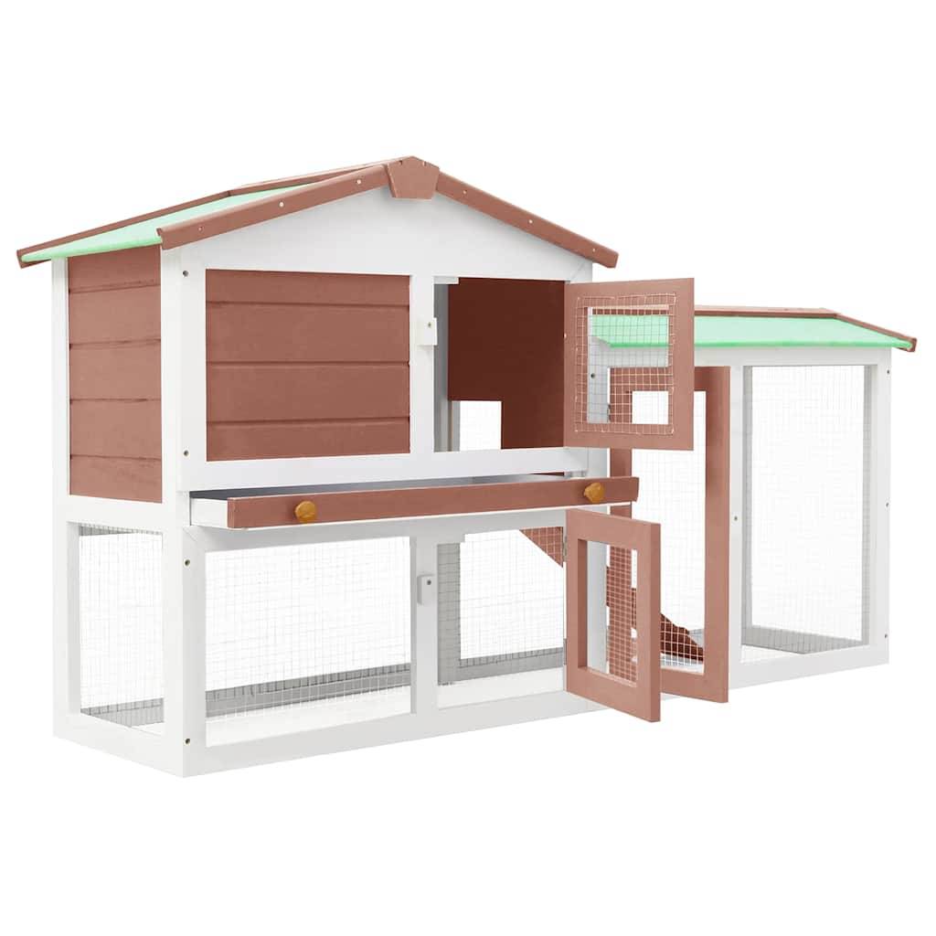 Vidaxl - Clapier large d'extérieur Marron et blanc 145x45x84 cm Bois vidaXL 170841 - Imagen 4