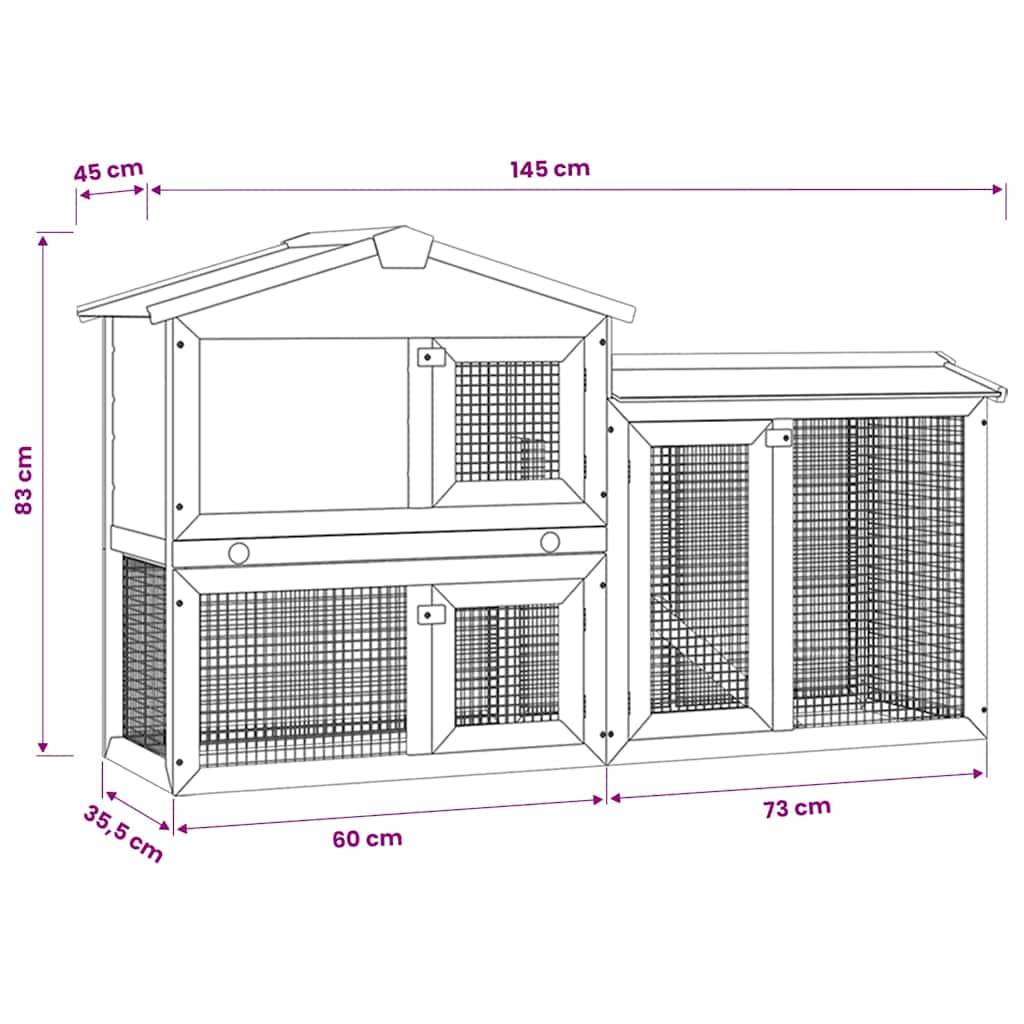 Vidaxl - Clapier large d'extérieur Marron et blanc 145x45x84 cm Bois vidaXL 170841 - Imagen 1