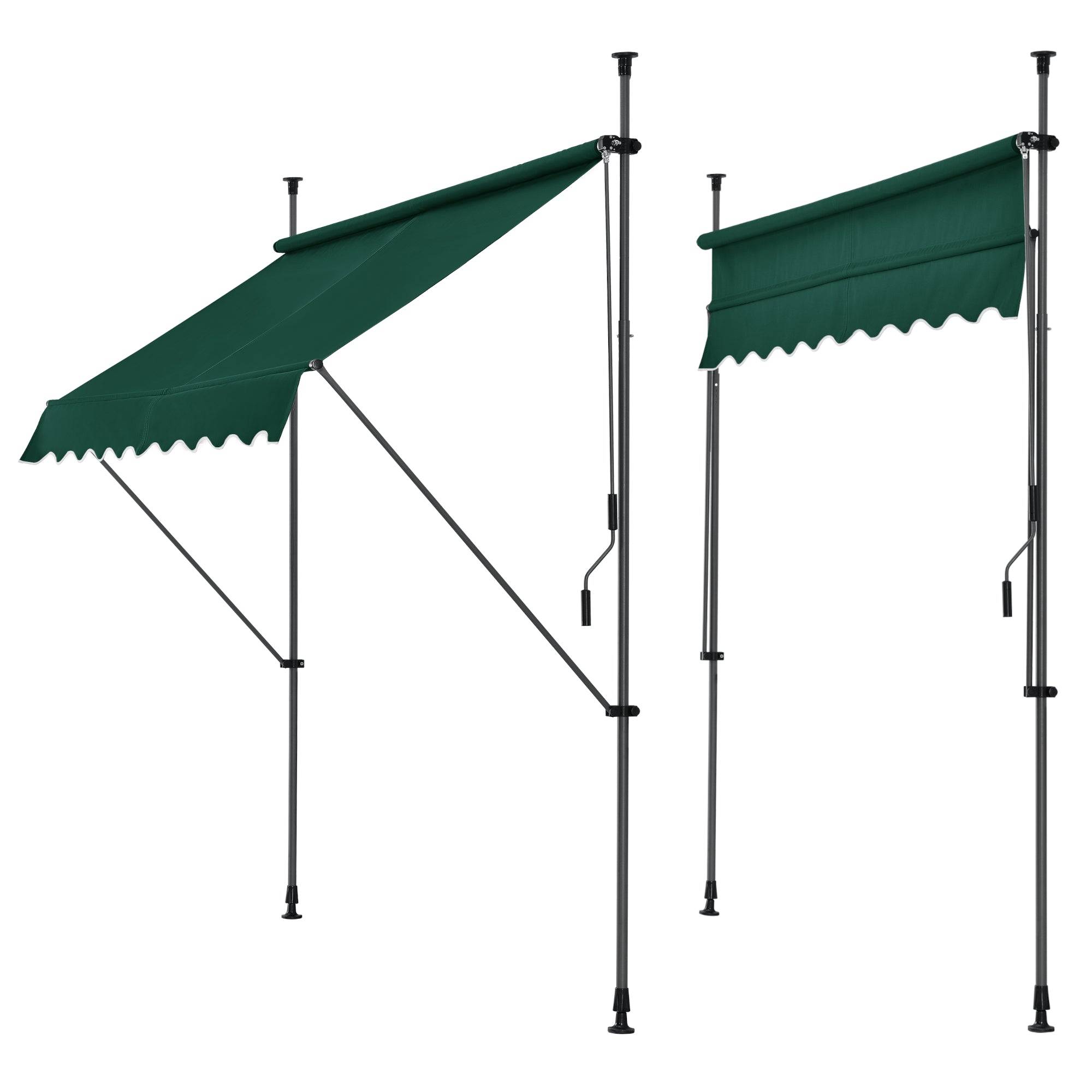 Helloshop26 - Store banne téléscopique acier polyester 400 x 120 x 200-300 cm vert foncé - Imagen 1