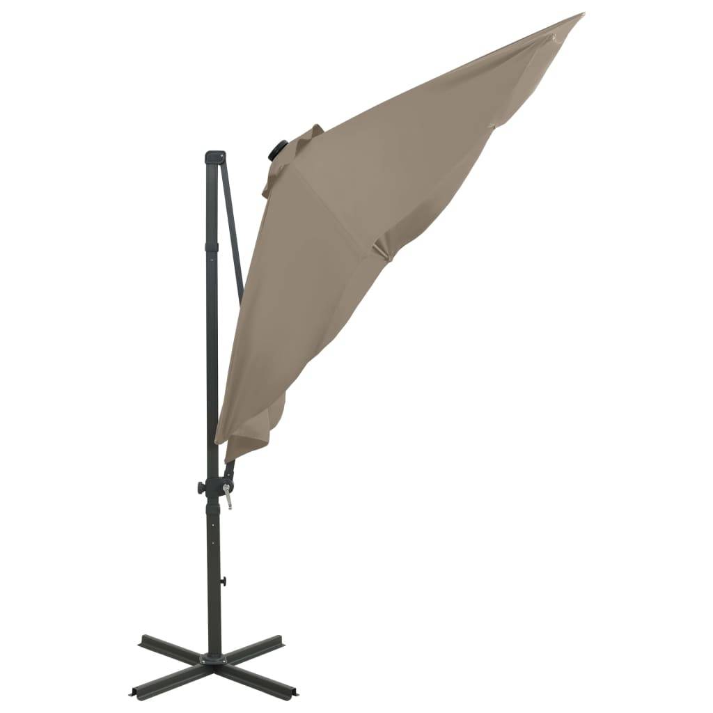 Helloshop26 - Parasol meuble de jardin déporté avec mât et lumières led 300 cm taupe - Imagen 5